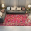 Traditional Pink Quality Polyester Printed Pattern Vintage Area Rugs Floor Mat for Living Room Hall Office