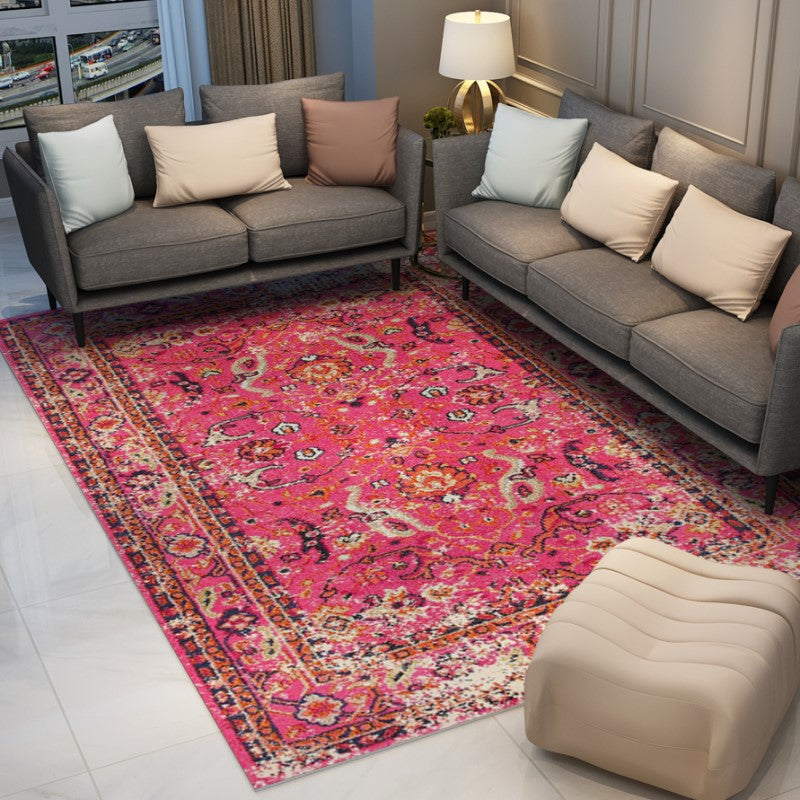 Traditional Pink Quality Polyester Printed Pattern Vintage Area Rugs Floor Mat for Living Room Hall Office - Image 3