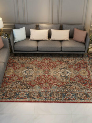Pretty Vintage Brown Quality Polyester Printed Pattern Traditional Area Rugs Floor Mat for Living Room Hall Office