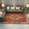 Beautiful Vintage Orange Brown Quality Polyester Printed Pattern Traditional Area Rugs Floor Mat for Living Room Hall Office