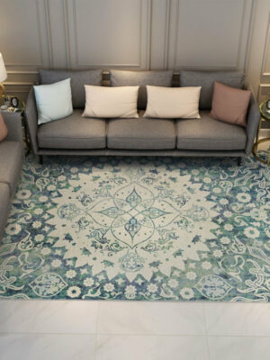 Light Green Beautiful Vintage Quality Polyester Printed Pattern Traditional Area Rugs Floor Mat for Living Room Hall Office