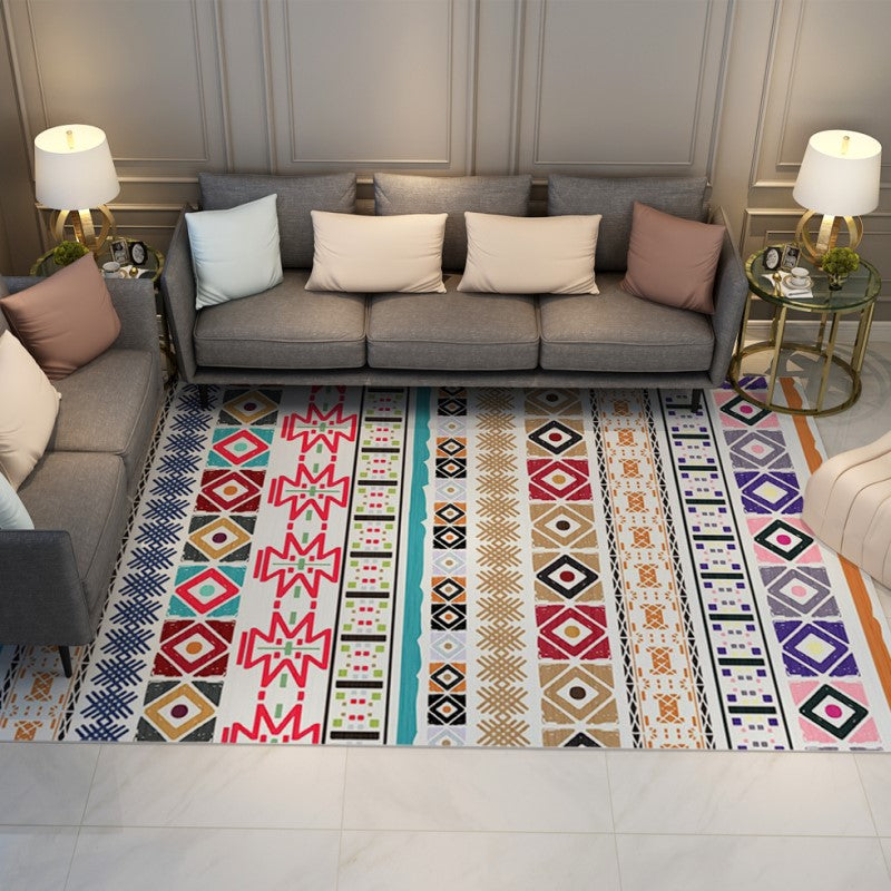 Striped Colourful Vintage Quality Polyester Printed Pattern Traditional Area Rugs Floor Mat for Living Room Hall Office