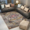 Grey Printed Pattern Vintage Polyester Traditional Area Rugs Floor Mat for Living Room Hall Office