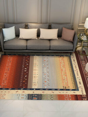 Simple Beige Area Rugs Floor Mat Patterned Vintage Traditional Polyester for Living Room Bedroom Hall Office