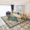 Green Floral Patterned Area Rugs Traditional Vintage Floor Mat Polyester for Bedroom Hall Office Living Room