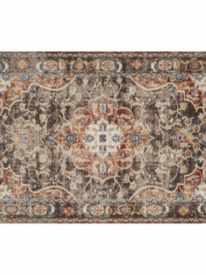 Brown Traditional Floral Patterned Area Rugs Vintage Floor Mat Polyester for Bedroom Hall Office Living Room