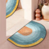 Blue Patterned Simplicity Irregular Shape Door Mat for Entryway Kidsroom Bathroom