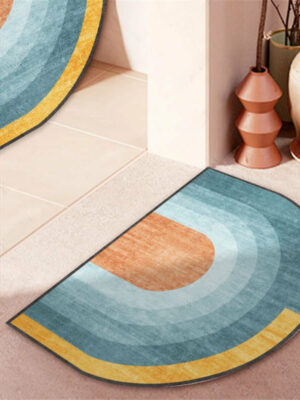 Blue Patterned Simplicity Irregular Shape Door Mat for Entryway Kidsroom Bathroom