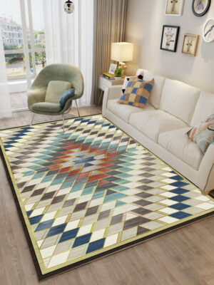 3D Lozenge Modern Geometric Contemporary Rugs for Living Room Dining Room Bedroom