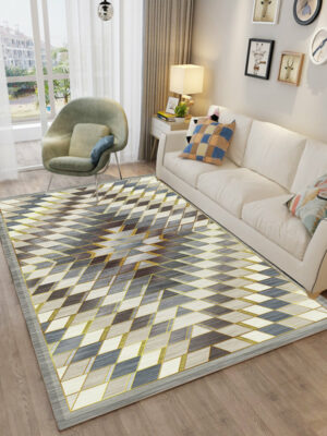 Grey 3D Lozenge Modern Geometric Contemporary Rugs for Living Room Dining Room Bedroom