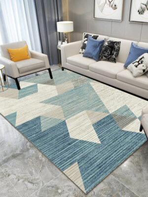 Blue Simple Modern Geometric Contemporary Rugs for Living Room Dining Room Bedroom