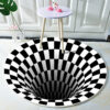 Black Hole Checkered Vortex Optical Illusions Non-Slip Area Rug for Living Dining Room Bedroom Kitchen Nursery Rug Floor Rug