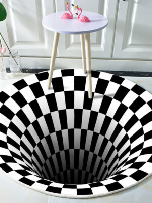 Black Hole Checkered Vortex Optical Illusions Non-Slip Area Rug for Living Dining Room Bedroom Kitchen Nursery Rug Floor Rug