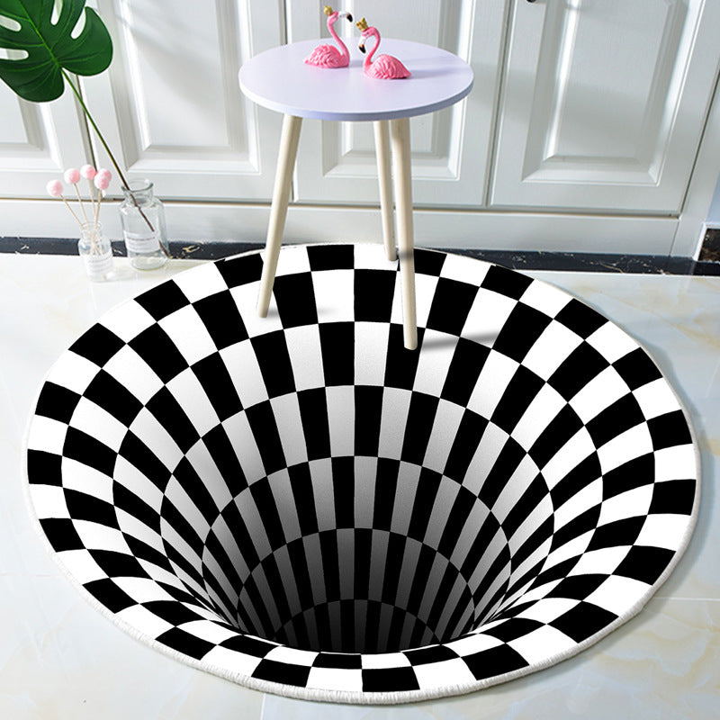 Black Hole Checkered Vortex Optical Illusions Non-Slip Area Rug for Living Dining Room Bedroom Kitchen Nursery Rug Floor Rug