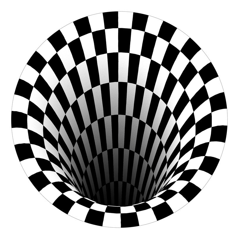 Black Hole Checkered Vortex Optical Illusions Non-Slip Area Rug for Living Dining Room Bedroom Kitchen Nursery Rug Floor Rug - Image 2