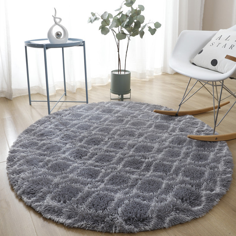 Grey Soft Round Comfortable Shaggy Rugs Living Room Bedroom Kids Room Bedside Floor Rugs
