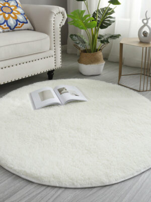 Round Soft White Comfortable Shaggy Rugs Living Room Bedroom Kids Room Bedside Floor Rugs