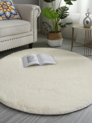 Creamy-White Round Soft Comfortable Plush Rugs Living Room Bedroom Kids Room Bedside Floor Rugs