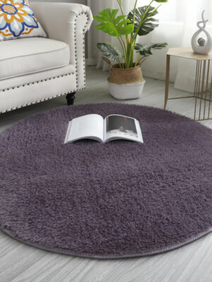 Round Grey-Purple Soft Comfortable Plush Rugs Living Room Bedroom Kids Room Bedside Floor Rugs