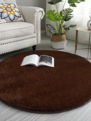 Round Brown Soft Comfortable Plush Rugs Living Room Bedroom Kids Room Bedside Floor Rugs