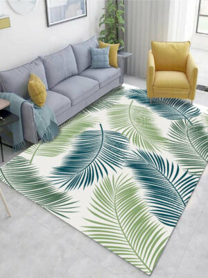 Green Leaves Modern Pretty Plain Rugs for Living Room Dining Room Bedroom