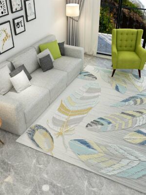 Colourful Beautiful Feather Modern Rugs for Living Room Dining Room Bedroom