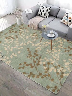 Green Printed Pattern Modern Plain Rugs for Living Room Dining Room Bedroom