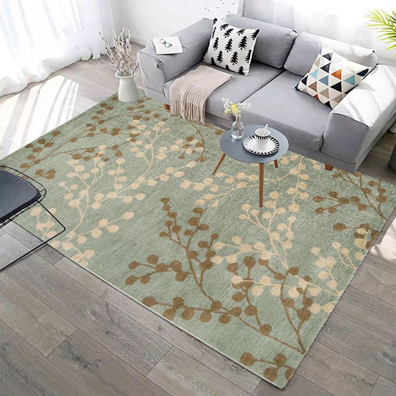 Green Printed Pattern Modern Plain Rugs for Living Room Dining Room Bedroom