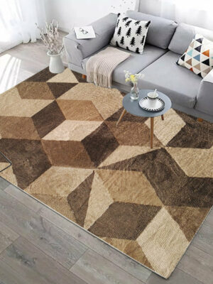 Brown Black Diamond Shape Modern Contemporary Geometric Rugs for Living Room Dining Room Bedroom Hall