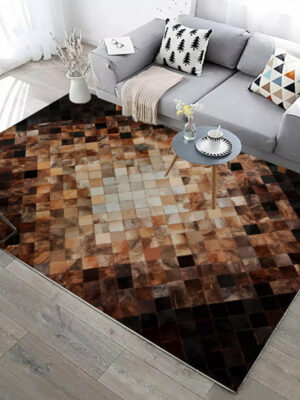Brown Black Checkered Modern Contemporary Geometric Rugs for Living Room Dining Room Bedroom Hall