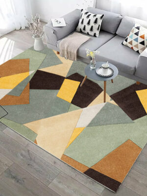 Irregular Cube Pattern Modern Geometric Rugs for Living Room Dining Room Bedroom