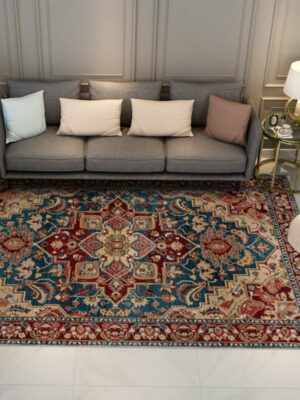 Traditional  Pattern Area Rugs Floral Vintage Polyester Floor Carpet for Hall Living Room Office Bedroom