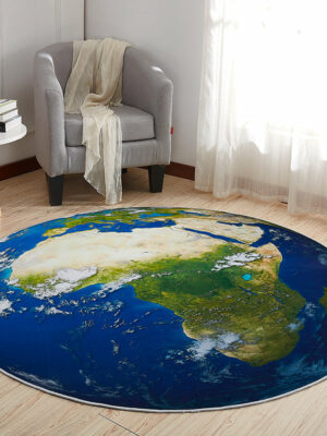 Earth Patterned Round Modern Rug for Living Room Bedroom Kitchen Hall