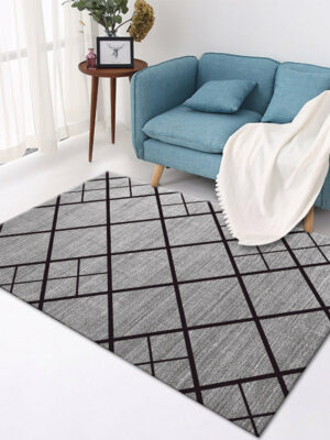 Grey Geometric Moroccan Polyester Carpets Modern Area Rugs for Bedroom Hall Dining Room Living Room Office