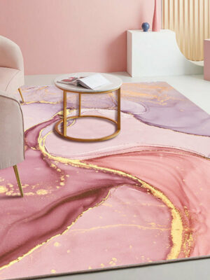Pink Area Rugs Patterned Modern Polyester Carpets for Office Dining Room Living Room Bedroom Hall