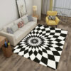 Black White Geometric Printed Modern Contemporary Rugs for Living Room Dining Room Bedroom