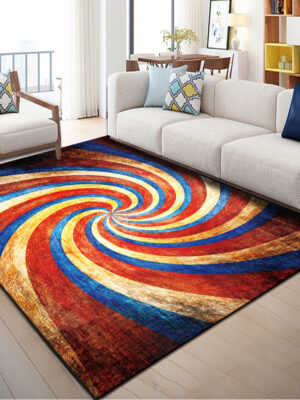 Modern Rainbow Patterned Area Rugs Polyester Carpets for Dining Room Living Room Bedroom Hall Office