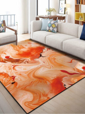 Orange Modern Polyester Carpets Patterned Area Rugs for Bedroom Living Room Hall Dining Office Room