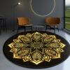 3D Patterned Round Yellow Modern Area Rugs for Living Room Bedroom Office Anti-slip Carpets
