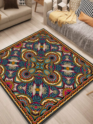 Traditional Retro Square Patterned Area Rugs Polyester Carpets for Dining Room Living Room Bedroom Hall Office