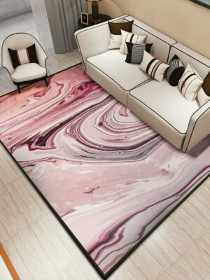 Pink Modern Artistic Patterned Painting Area Rugs Polyester Carpets for Dining Room Office Living Room Bedroom Hall