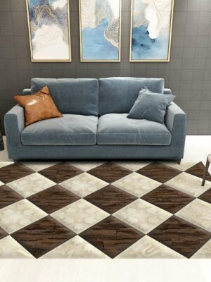 Brown White Diamond Pattern Modern Contemporary Simple Geometric Rugs For Living Room Dining Room Bedroom