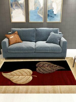 Leaves Pattern Black Red Modern Contemporary Simple Rugs For Living Room Dining Room Bedroom