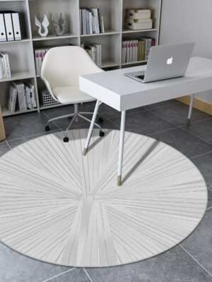 Grey Small Fresh Round Wood Grain Modern Rug for Living Room Hall Study Bedroom Bedside Carpet