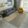 Abstract Grey Golden Lines Pattern Modern Contemporary Simple Geometric Rugs for Living Room Dining Room Bedroom