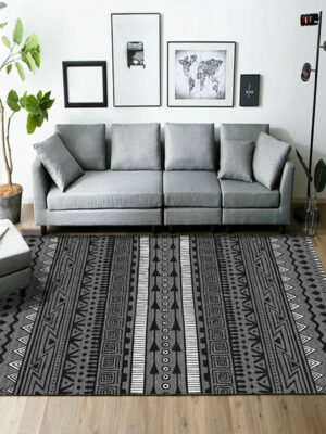 Black Moroccan Style Pattern Modern Contemporary Geometric Simple Rugs for Living Room Dining Room Bedroom