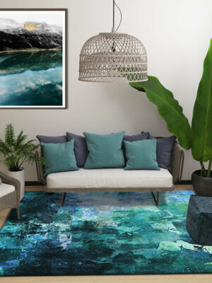 Green Ink Painting Pattern Modern Contemporary Simple Rugs for Living Room Dining Room Bedroom