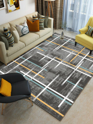 Black Simple Geometric Pattern Modern Contemporary Geometric Simple Rugs for Living Room Dining Room Bedroom