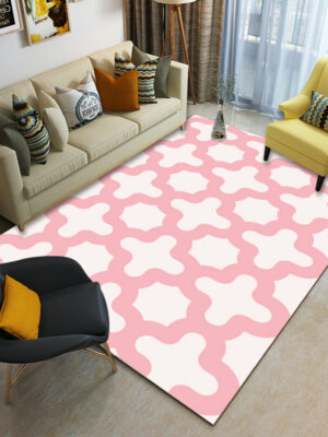Pink Geometric Flower Shape Pattern Modern Contemporary Geometric Simple Rugs for Living Room Dining Room Bedroom