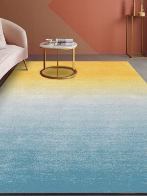 Blue Yellow Gradient Pattern Modern Contemporary Simple Rugs for Living Room Dining Room Bedroom